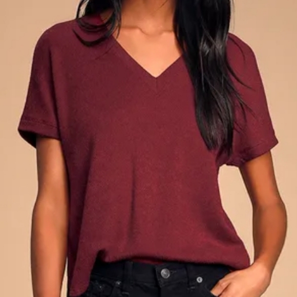 Lulus Tops - Lulu's True Story burgundy Short sleeve Sweater top
